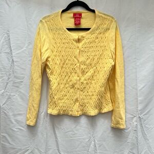 Oscar de la Renta | Yellow Cardigan with Small Beads | Size S
